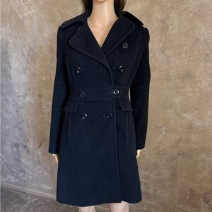 Kenneth Cole Black Double-Breasted Wool Pea Coat Sz 4
